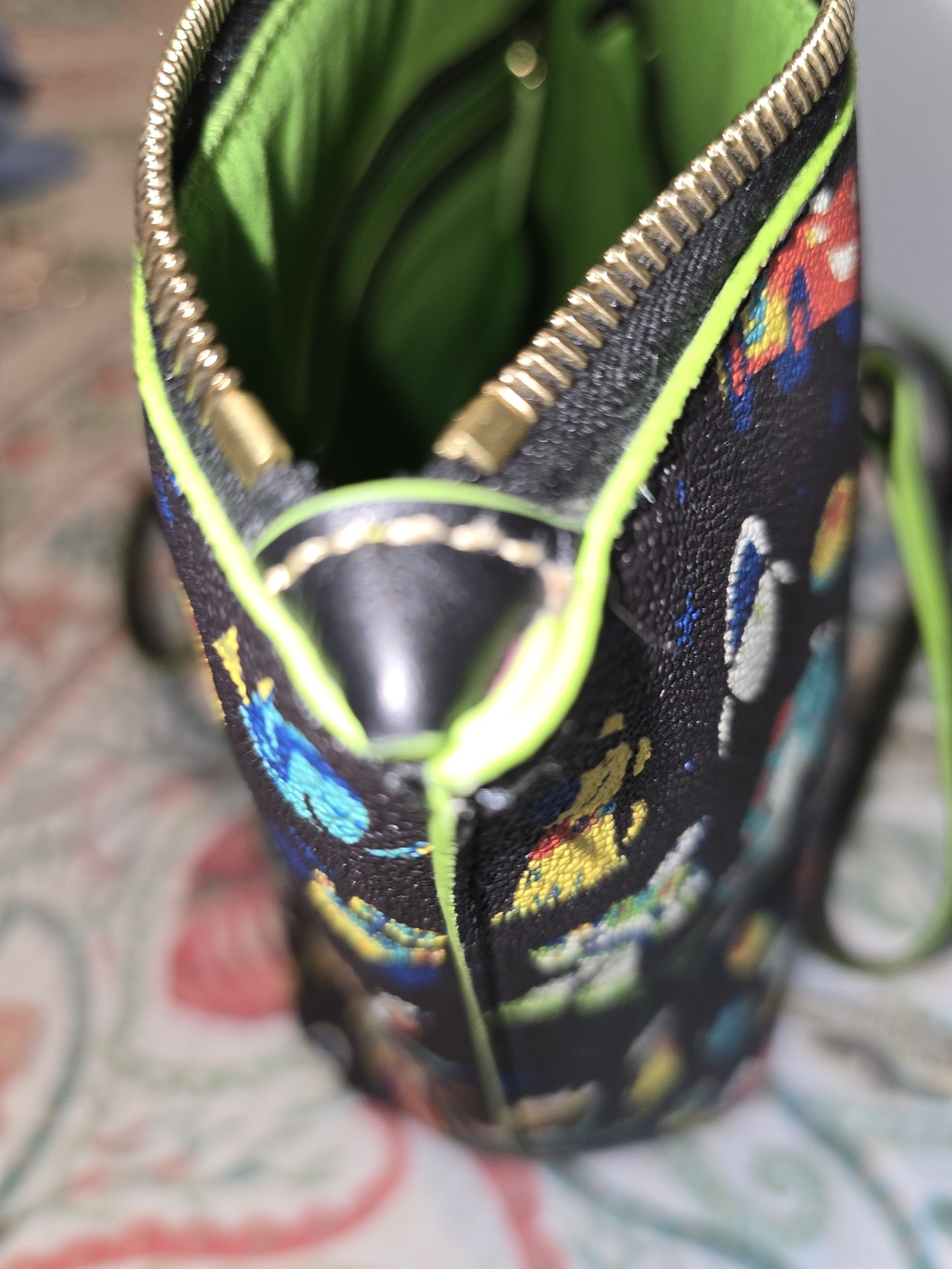 Dooney & Bourke Black Toy Story Print Tote with Neon Green Trim - Picture 12 of 14